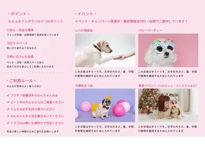 犬の写真と地図案内のドッグランパンフレット
, チラシ, チラシテンプレート