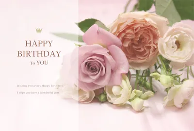 薔薇写真の上品な横型誕生日カード
, 誕生日カード, 誕生日カードテンプレート