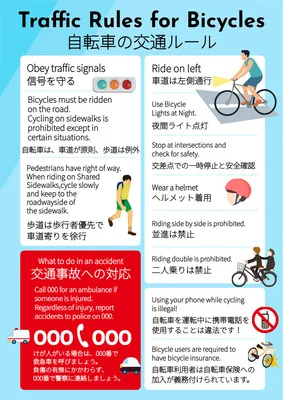 自転車の交通ルールポスター（青・説明型）, チラシ, チラシテンプレート