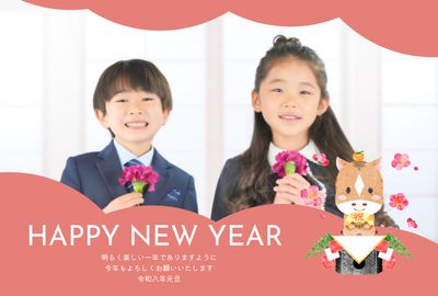 鏡餅風の馬の年賀状