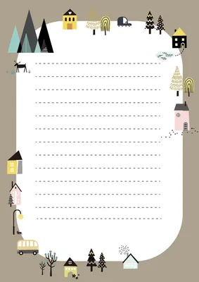 北欧の森と家並みの海外便箋
, Letter, Letter template