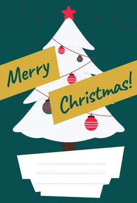 クリスマスカード（白ツリーとリボン）, メッセージカード, メッセージカードテンプレート