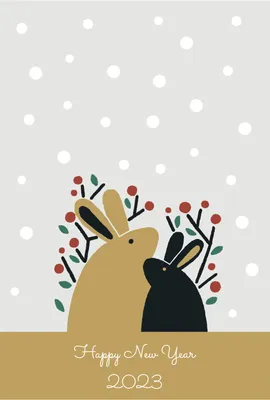 雪の中で寄り添う卯年年賀状, 年賀状, 年賀状テンプレート