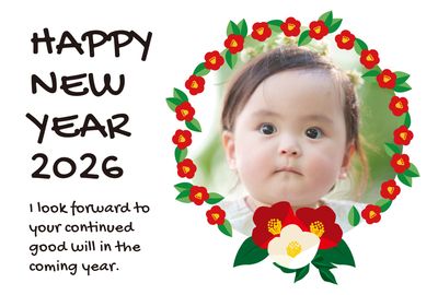 しめ縄の明るいフォト年賀状2026