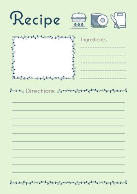 グリーンの北欧風レシピノートカード