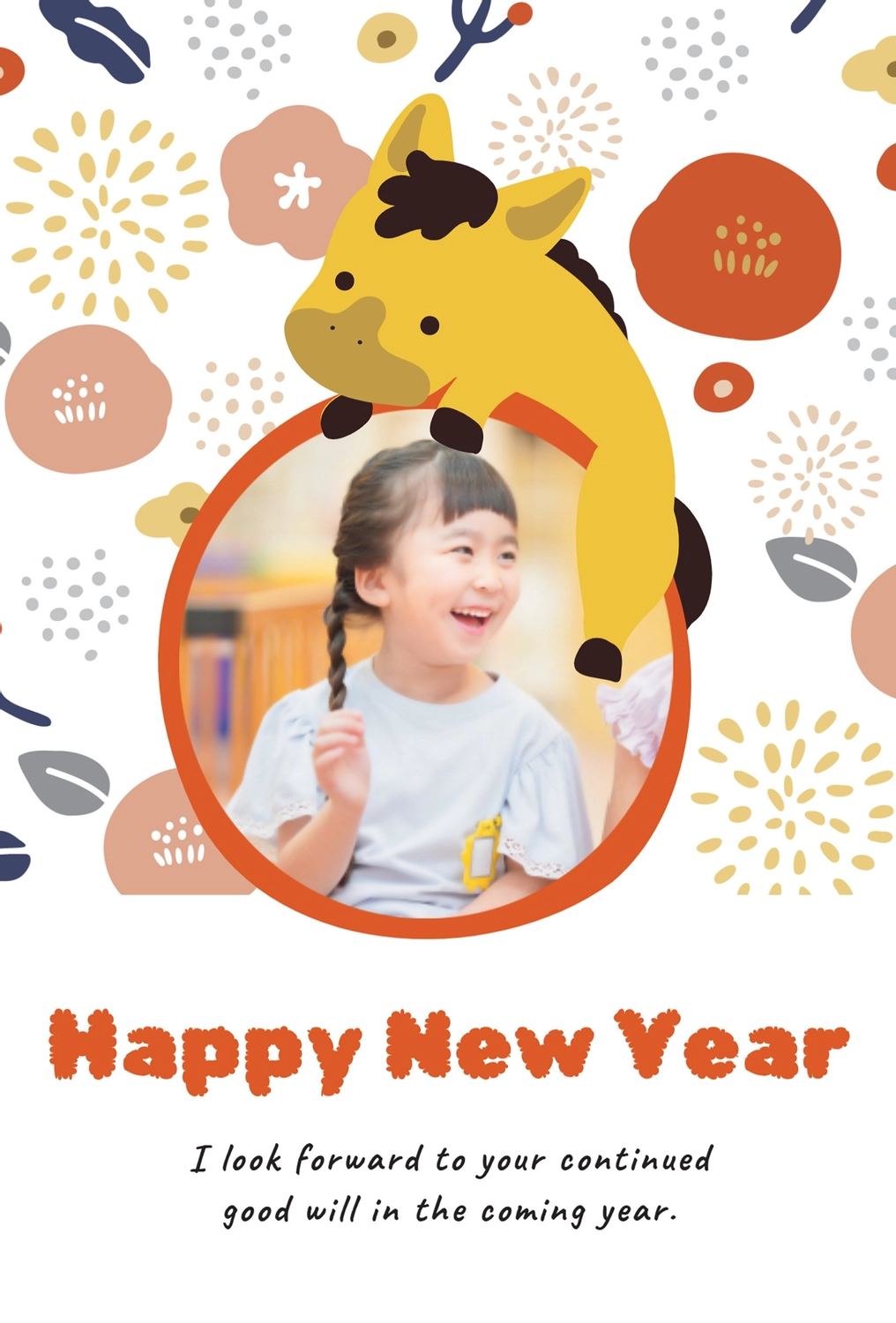 馬のポップな年賀状, happy, new, year, 年賀状テンプレート