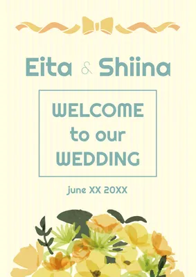 花をあしらったナチュラルな結婚式ウェルカムボード
, Poster, Poster template