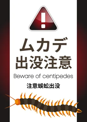 ムカデ出没注意の警告ポスターデザイン
, Poster, Poster template