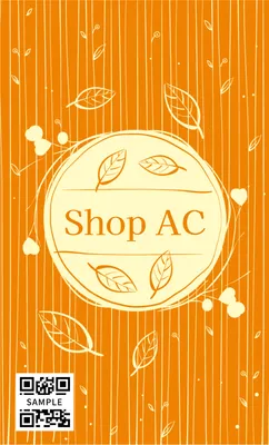 オレンジ色背景にナチュラルデザインの縦長ショップカード, 販促ツール, 販促ツールテンプレート