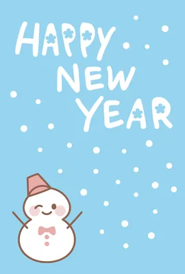 雪だるまと英字を描いた冬の年賀状, 年賀状, 年賀状テンプレート