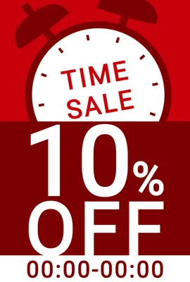 赤配色のインパクトタイムセールポスター
, 販促ツール, 販促ツールテンプレート