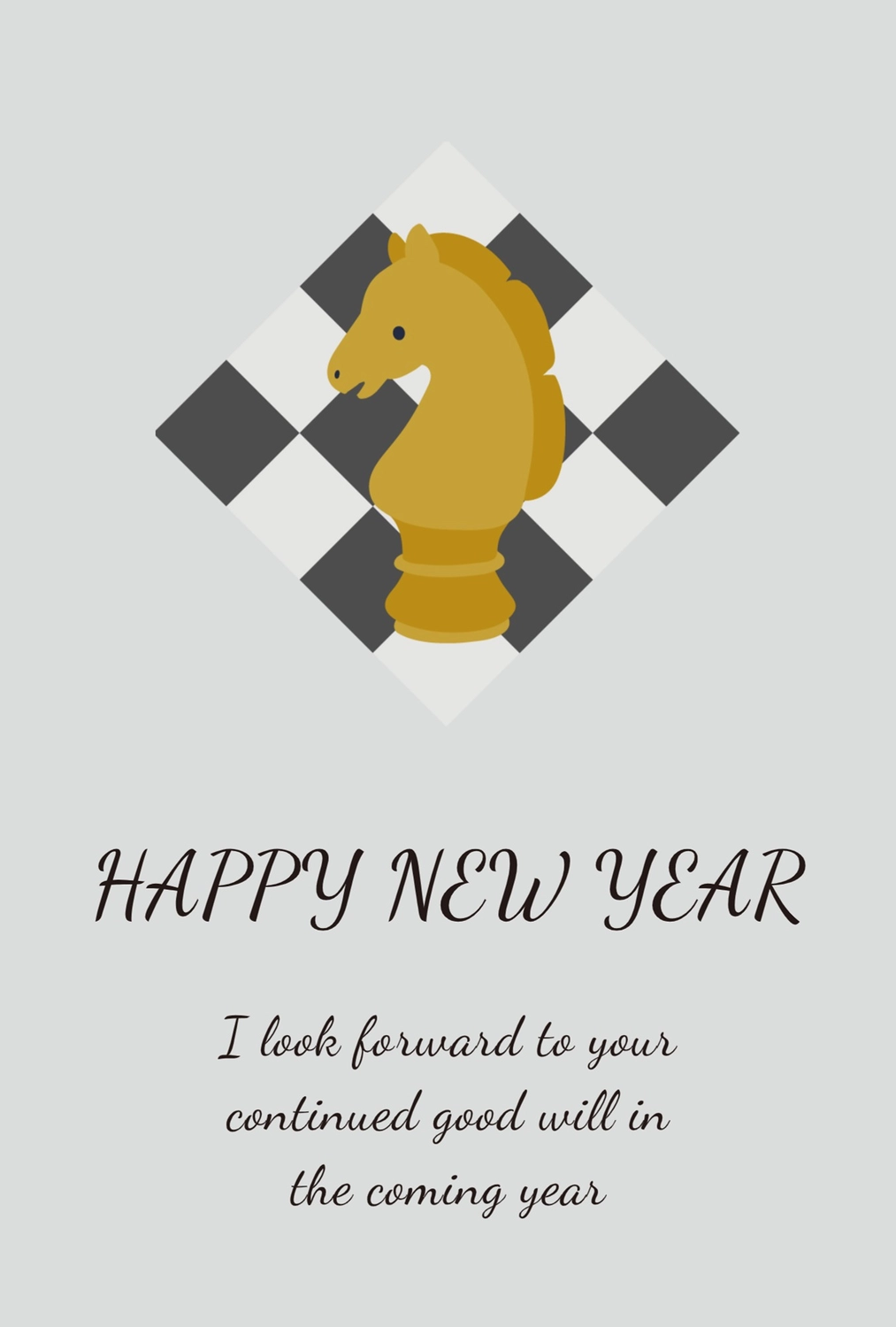 シンプルなチェス駒の年賀状 馬, happy, new, year, 年賀状テンプレート